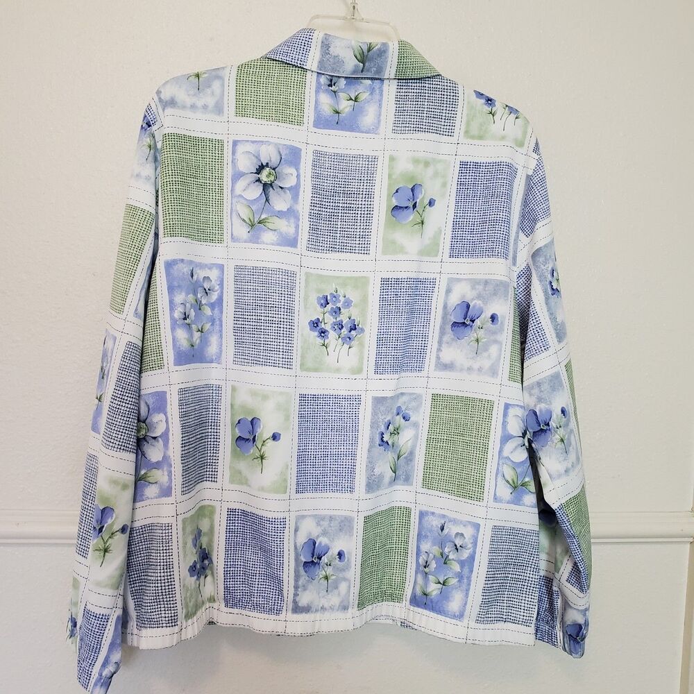Alfred Dunner Women's Size 12 Floral Patchwork Full Zip Jacket Lightweight - Picture 15 of 16